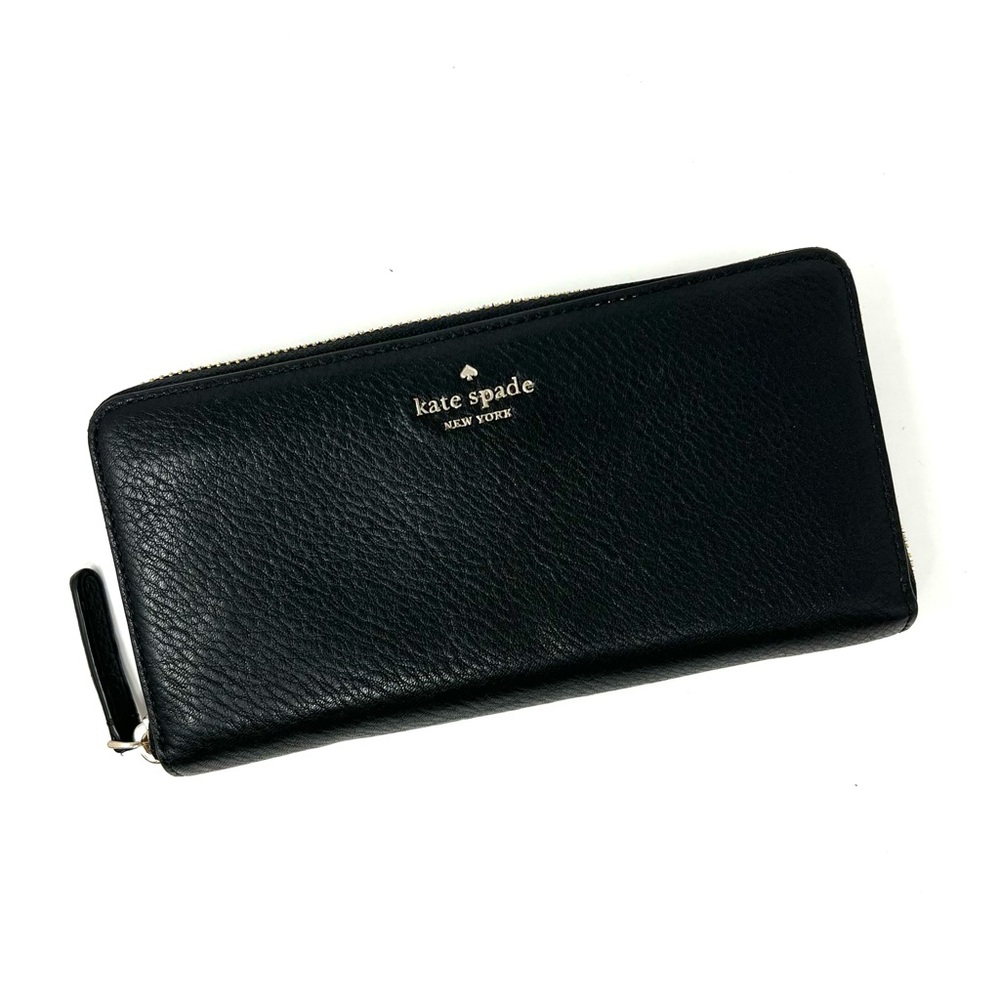 Kate Spade Jackson Street Black Pebbled Leather Zip Around Continental Wallet